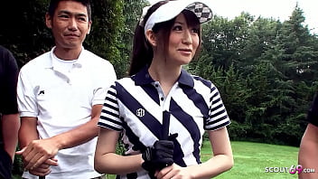 Japanese teen learns about golf from multiple instructors in steamy video